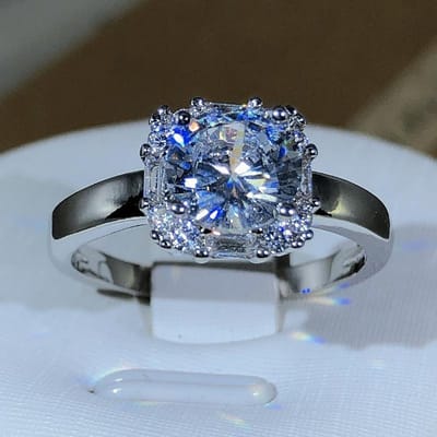 Alliances de mariage originales à quatre griffes couleur pour femmes carrées AAAAA grosses zircons blancs bagues de fiançailles bijoux 8 gray