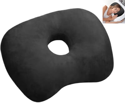 Oorpiercingkussen - Oorsteunkussen voor zijslapers - Orthopedisch kussen -44x38x5cm- Drukt oorpiercings niet samen - Vormt zich naar hoofd en nek - Geschikt voor zijslapers en gebruik tijdens de herstelperiode na het piercen van de oren - Zwart