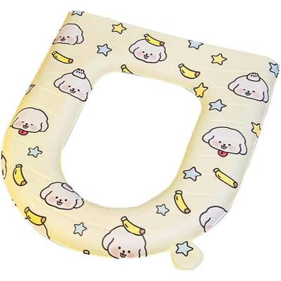 Tapis de siège de toilette Coussin Doux Durable Motif Dessin Animé Housse de Siège de Toilette Étanche EVA Anneau de Siège de Toilette Coussin Accessoires de Salle de Bain beige