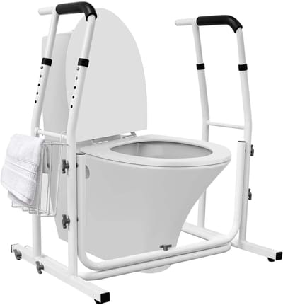 NAIZY Toiletframe Securise WC In hoogte verstelbare en in hoek verstelbare toilethouder met opbergmand Toilethouder, belastbaar tot 200 kg