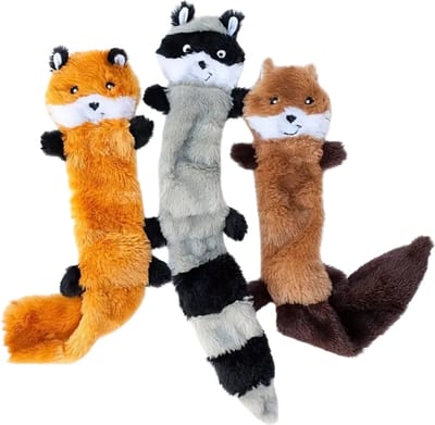 Livano Honden Speelgoed - Hond - Speelgoed - Dog Toy - Pluche - Wasbeer+Vos+Eekhoorn
