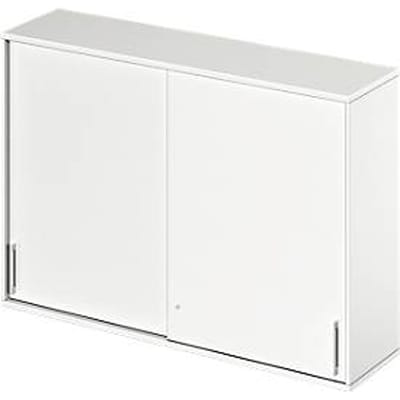 Schäfer Shop Genius Opzetkast met schuifdeuren TETRIS WOOD, 3 ordnerhoogten, B 1600 mm, wit