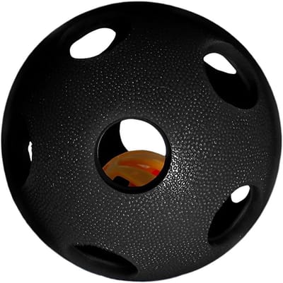 Snackbal Hond - Voerbal Bel - Hond Bezig Houden - Met Bel Geluid - 9 cm Doorsnede - Zwart