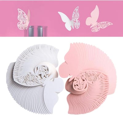 Allecto Plus - Tafelkaarten voor bruiloft en evenementen - Blanco naam- en plaatskaarten - Geschikt voor doop en communie - Tafeldecoratie met vlinderdesign