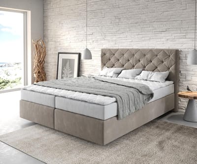 Boxspringbed Dream-Great microvezel beige 160x200 met matras en topper
