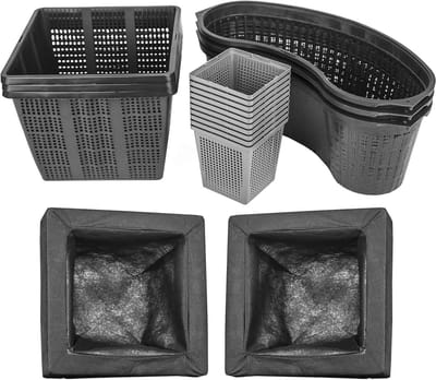 Plantenmand Set - Aquatische plantenbakken - Vijverbeheer Tuin - Voorkomt verspreiding - Set van 6 - Zwart