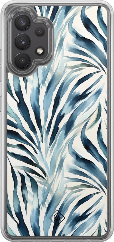 Casimoda® hoesje - Geschikt voor Samsung Galaxy A32 4G - Japandi Waves - 2-in-1 case - Schokbestendig - Water - Verhoogde randen - Blauw, Transparant