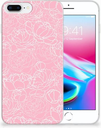 Back Cover voor Apple iPhone 7 Plus | 8 Plus TPU Case White Flowers
