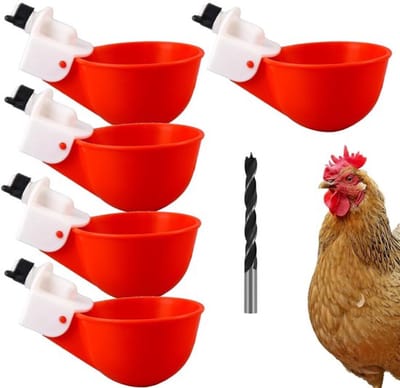 Kippendrinkbak 5 Stuks - Automatische Drinkbak - Kippenaccessoires - Eenvoudig te Reinigen - Hoogwaardig Kunststof - Rood