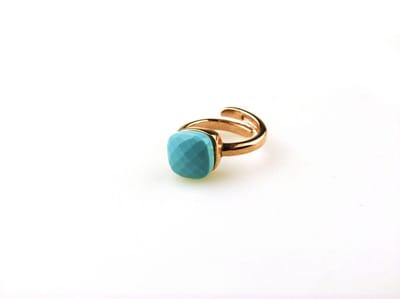 ring in zilver roze verguld model carré turkooise steen