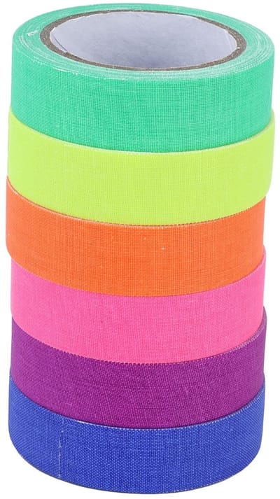 Dailygoods- Fluorescerende Tape - 6 Stuks - Katoenen Stoffen Tape - Mat Oppervlak - Hoge Temperatuur Weerstand - Uitzonderlijke Hechting - Geen Resten Achterlatend - Decoratietape