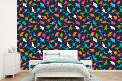 Behang - Fotobehang Patronen - Dino - Kleuren - Jongens - Kinderen - Kids - Kind - Breedte 360 cm x hoogte 240 cm