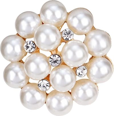 Fako Bijoux® - Broche - Parel Kristal Angelina - 25x25mm - Goudkleurig