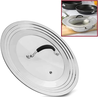 Universeel Deksel - Pan Deksel - Koken en Bakken - Past op 7-12 inch - 32 cm - Zilver