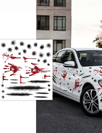 Autocollants pour Voiture Décoration Ornement Traces de Sang Flèches Halloween