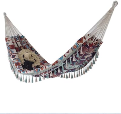Zachte tuinhangmat – Met rugzak, 200x150cm, tuin/veranda/reizen