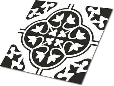 Tulup PVC Tegels - Bloemenornament Vinyl Tegels - 30 cm x 30 cm - Zwart en wit Zelfklevende Vinyltegels - 9 stuks - Modern Plaktegels - Vloer Tegels PVC - Plaktegels keuken en Badkamer