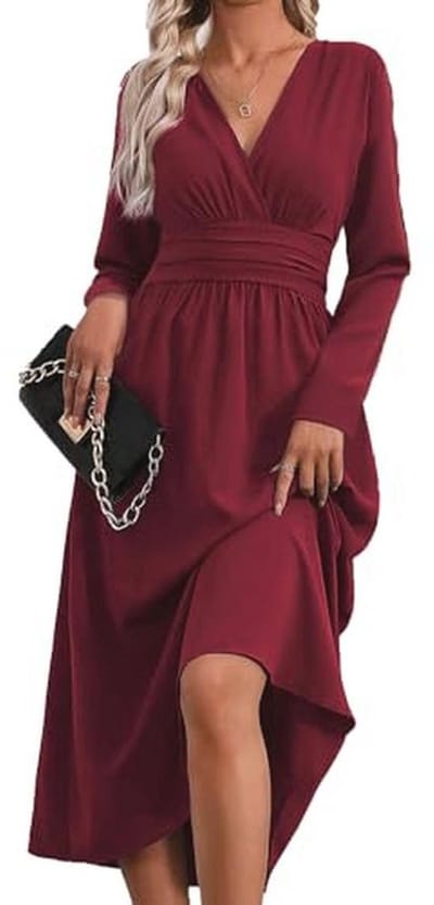 Lange jurk voor dames - Zomer, elegant, V-hals, hoge taille, maxi-jurk - Casual en chique