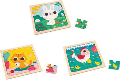 Houten Puzzel Set met 3 Delen - Educatief Speelgoed voor Peuters - Puzzel voor Kinderen vanaf 18 Maanden