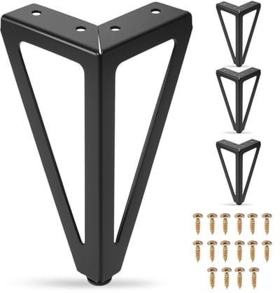 4 x poten voor meubels, zwarte bankpoten, 2 mm verdikte metalen poten voor meubels, stille en antislip bedpoten met anti-slip pad, geschikt voor banken, kasten, bedden enz.