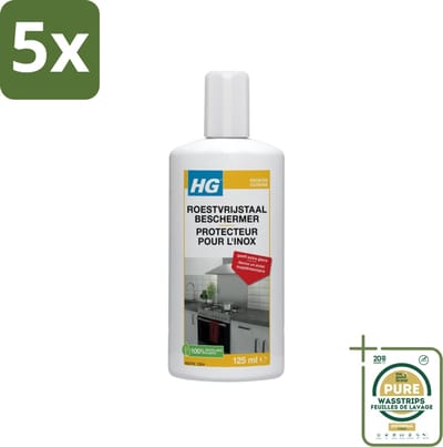 5 x HG Roestvrijstaal Beschermer 125 ml - Grootverpakking - Roestvrijstaal Reiniger - Roestvrijstaal Beschermer - Keuken Reiniger - Glans Geven - Vlekken Verwijderen