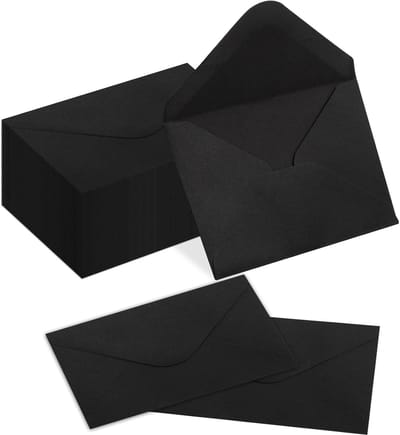 100 stuks enveloppen - voor cadeaukaartjes - 16*11cm - kleine envelop - met gegomde verzegeling - papieren enveloppen voor visitekaartjes - bulk, kleine envelopzakken - voor kleine notitiekaartjes - zwart