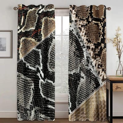 2 Panelen Gouden Luipaardprint Serpentine Gordijnen Slaapkamer Woonkamer Ruimte Vloer - tot - Plafond Raam Keuken Jaloezieën RingBesteGratisVerzending 100W130H(CM)40x51in&Rod Pocket