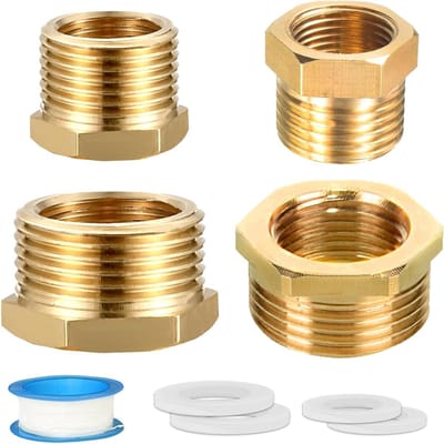 Verstelbare Messing Reducer Set voor Hydraulische Installaties en Tuinslangen - 4 Stuks, Diverse Maten en Draadverbindingen