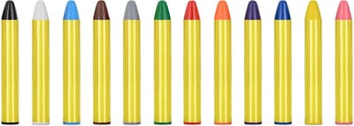 PartyDeco Gezicht schminkkrijtjes set - 12x - verschillende kleuren