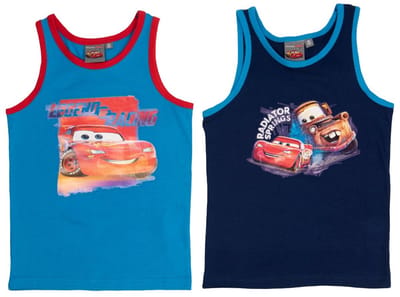 Disney Cars Onderhemd - Bliksem McQueen - Set van 2 hemdjes - Blauw - Katoen - Maat 110/116