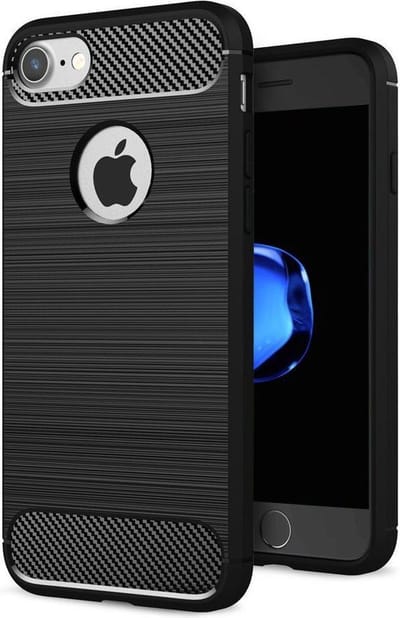 Geborsteld TPU Hoesje Zwart Geschikt voor Apple iPhone 7 / iPhone 8