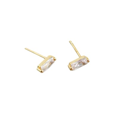 YOLA Stud Oorbellen | Wit/Goud | 7,8 x 3 mm | 925 Silver