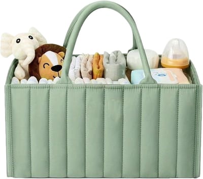 Luier Caddy Organizer - Babymand Opberger - Baby Verzorging - Waterproof Vilt Materiaal - 36x14x36cm - Lichtgroen