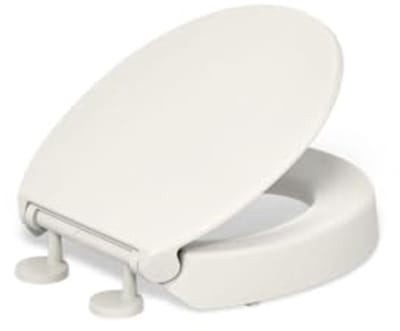 Verhoogde Toiletbril met Rustig Sluiten en Ronde Voorkant - Wit
