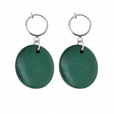 Klem oorbellen- Hout- Groen- 2.5 cm -Tordis- geen gaatje- Charme Bijoux