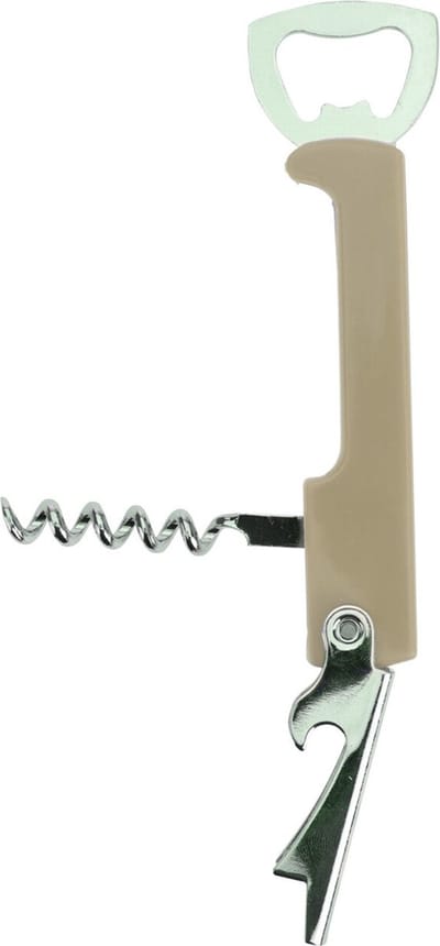 Excellent Houseware flesopener/kurkentrekker - kelnersmes - beige - 12 cm
