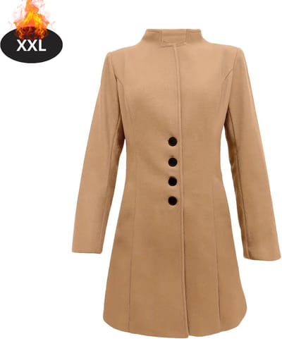 Livano Mantel Dames - Tussenmantel - Jas - Mantelpakje - Trenchcoat - Overjas - Overcoat - Winter - Khaki - XXL