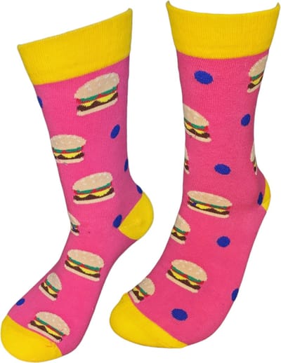 Verjaardags cadeau - Hamburger sokken - vrolijke sokken - valentijns cadeau - grappige sokken - leuke dames en heren sokken - moederdag - vaderdag - Kerstcadeau - Sokken waar je vrolijk van wordt - Maat 37-44
