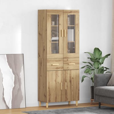 vidaXL - Highboard - Artisan - Eiken - 69,5 - x - 34 - x - 180 - cm - Bewerkt - hout