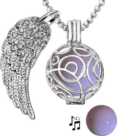 Engelenroeper 18mm Bolhouder met Ketting 90cm en Bolletje - Dames - Zilverkleurig Cirkels - EBS18018