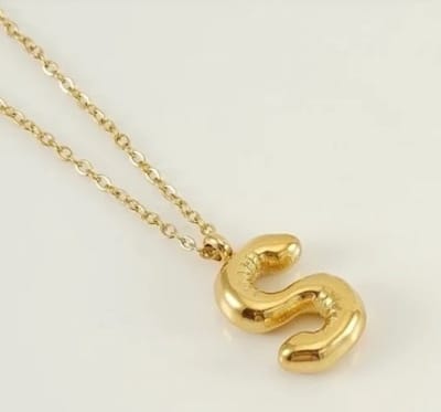 ballon letter ketting S - necklace bubble S - kleur goud - stainless steel - waterproof - cadeau - moeder - dochter