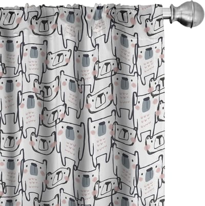 ABAKUHAUS Kindergordijnen – 2x75x225 cm – Veelkleurig Beer Dier