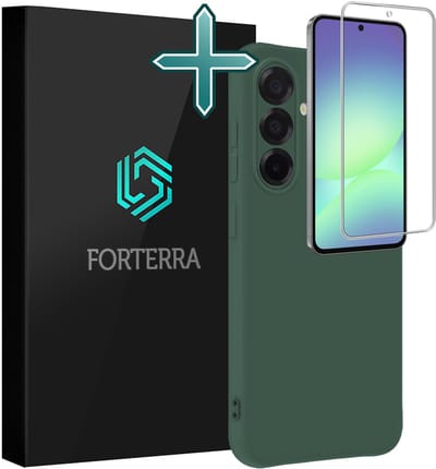 Hoesje Met Screenprotector - Geschikt voor Samsung Galaxy A56 - Sterk & Shockproof - Telefoon Hoes - Back Cover - Siliconen Case - Donkergroen
