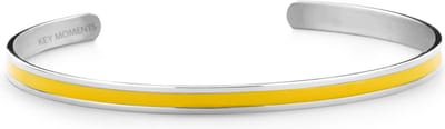 Key Moments 8KM-B00530 Stalen Open Bangle - One-size (60 x 50 x 4 mm) - Zilverkleur / Geel