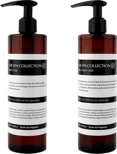 The Spa Collection Green Tea - Douchegel + Handzeep - 400 ml pompfles - Set van 2 stuks