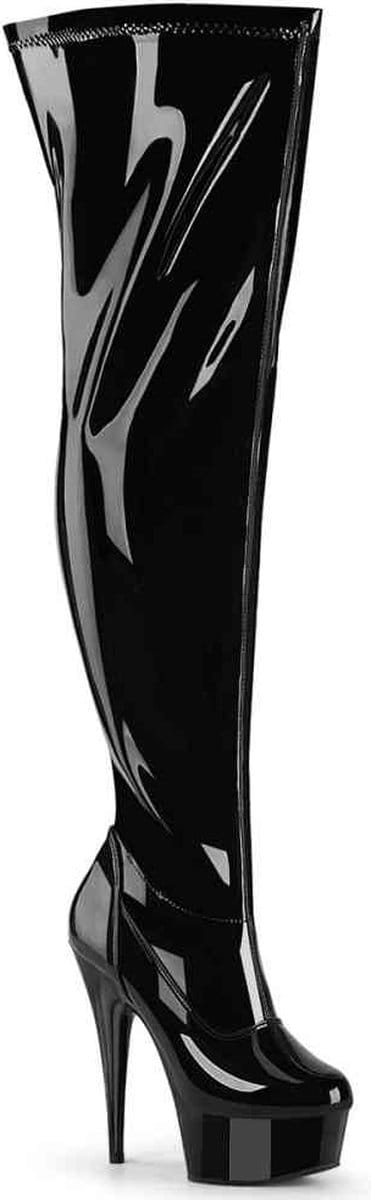 Pleaser - DELIGHT-3000WCF Plateau Overknee Laarzen - 38 Shoes - Zwart