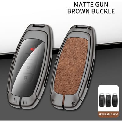 Metalen Leren Autosleutelhoesje Voor Nissan X-Trail T33 Qashqai J12 Teana Beschermhoes Huidhouder Accessoires gray