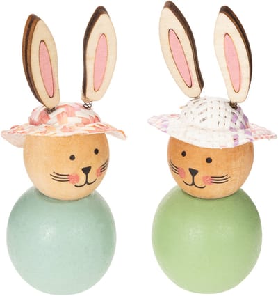 Houten paashaasjes, paastafeldecoratie, schattige konijntjes, lentedec