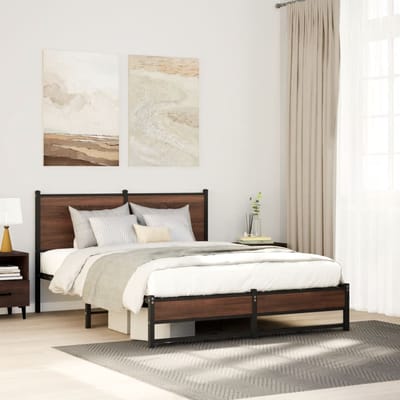 vidaXL - Bedframe - zonder - matras - metaal - bruin - eikenkleurig - 150x200 - cm