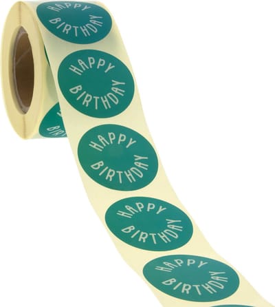 Cadeau stickers - 500 stuks - 'Happy Birthday' Groen 40mm - Stickers volwassenen - Sluitstickers - Sluitzegel - Ronde stickers op rol